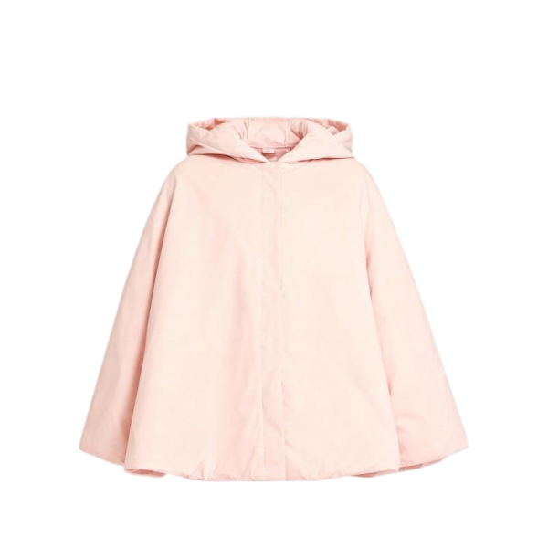 Pink Hooded Cape-Style Padded Winter Coat