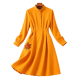 Mustard Yellow Shirt Dress with Maple Leaf Embroidery