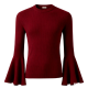 Burgundy Rib Knit Slim-Fit Sweater with Bell Sleeves