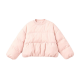 Pink Cropped Quilted Puffer Jacket with Puff Sleeves