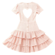 Blush Pink Tiered Dress with Heart Cutout Back