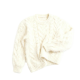 Cream Fuzzy Texture Cable Knit Oversized Round Neck Sweater