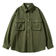 Olive Green Cargo Style Oversized Long Sleeve Button-Down Shirt