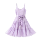 Lavender Chiffon Cami Dress with Pearl Buttons & Bow Belt